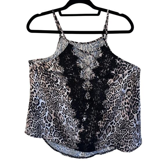 SHEIN Tops - Woman leopard print lace camisole size large
